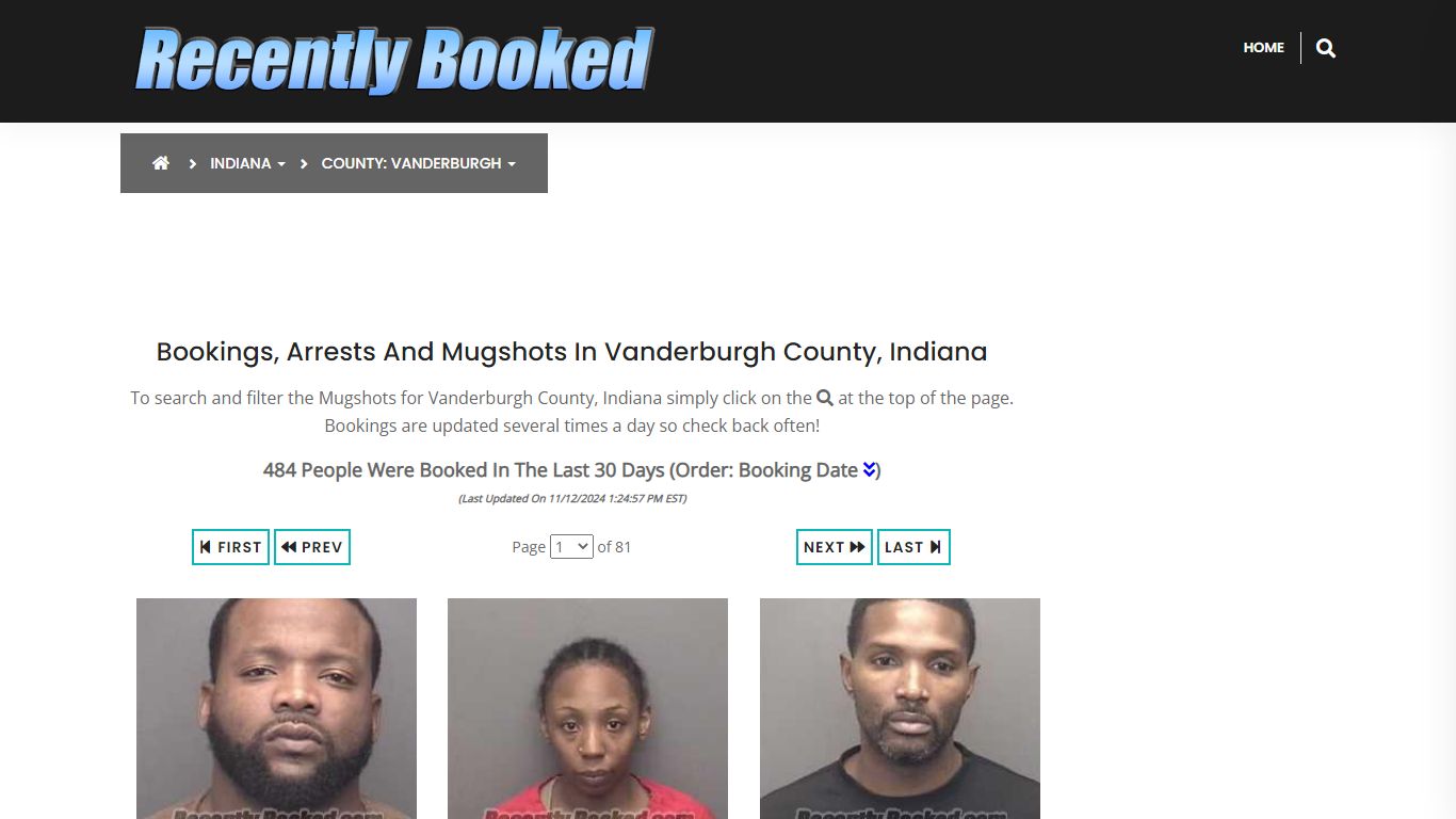 Bookings, Arrests and Mugshots in Vanderburgh County, Indiana